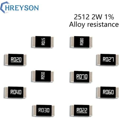 50Pcs 2512 2W SMD Alloy Set Of Resistor 1% Tolerance 0.009R 0.02R 0.039R 0.05R 0.14R 0.25R 0.5 Ohm Low Ohmic Chip Resistance Kit
