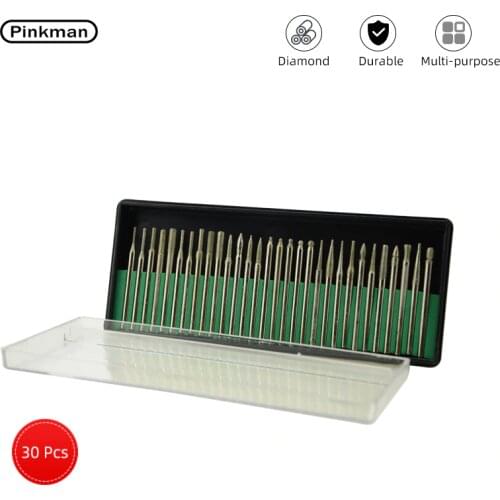Pinkman 2 30PCS Shank Diamond Grinding Burr Needle Point Engraving Carving Polishing Drill Bit Rotary Tool Set Dremel Accesorios