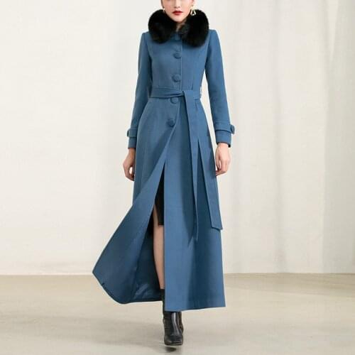 2020 new winter fox wool off season special price mid long high-end woollen overcoat