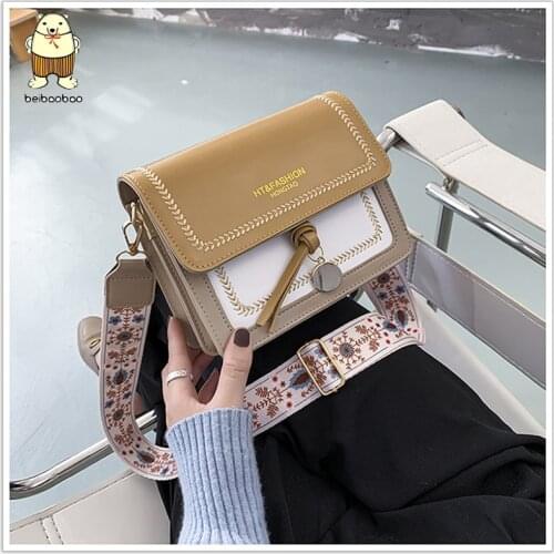 Beibaobao 2021 New Fashion Simple Shoulder Bag Ladies Cross Body Bag Contrast color Leather Crossbody Bags For Women