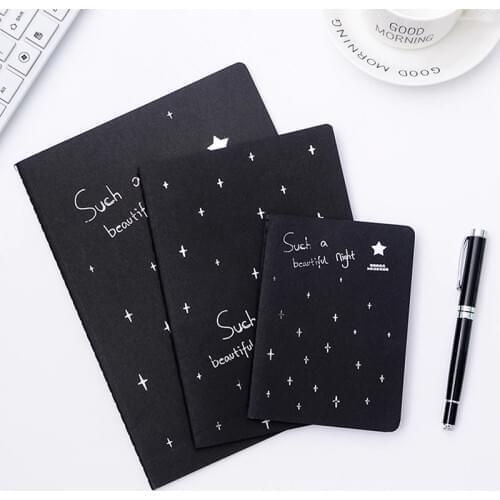Creative Notebook Black Inner Page Diary Stitching Binding Sketch Book Painting Drawing For Kids Girls Korean Style Gifts