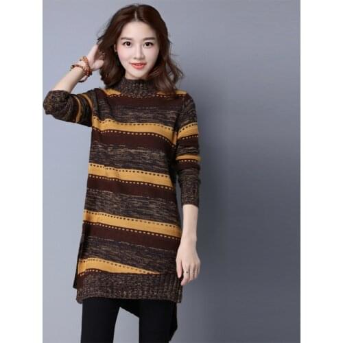 Autumn Winter Style Women Knitted Long Pullover Sweater Lady Casual Long Sleeve Turtleneck Outwear Pullover Shirts ZZ0909