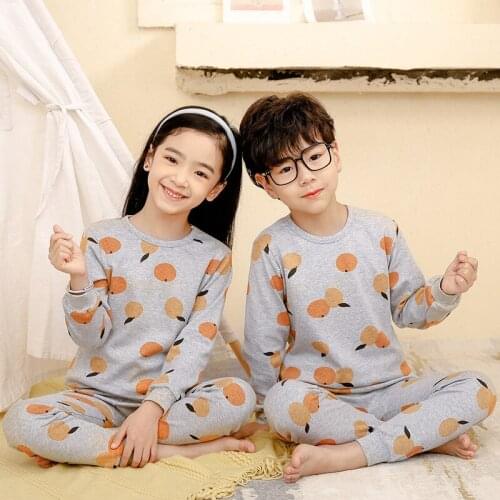 Kids Pajamas Set Baby Boys Nightwear Pyjamas Teenager Girls Sleepwear Suit Long Sleeved Cartoon Clothes Pants Suit Kids Costume