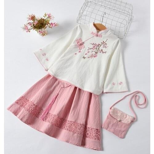 Girls Dresses 2021 Summer New Western Princess Dress Childrens Hanfu Cheongsam Girls Large and Medium Childrens Dress