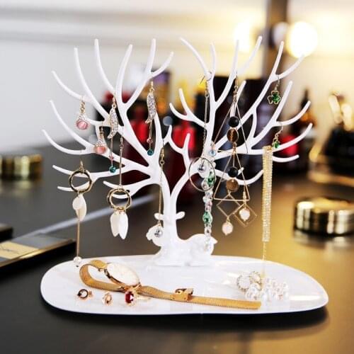 Black White Deer Head Earrings Necklace Ring Pendant Bracelet Jewelry Cases Display Stand Tray Tree Storage Jewelry Household