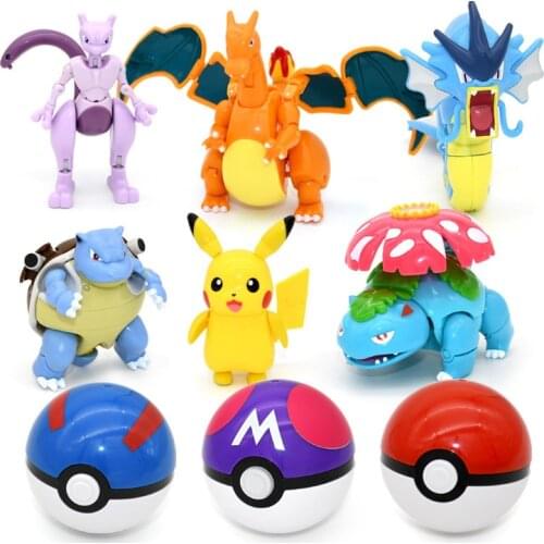 Pokemon Ball Pocket Monster Pikachu Mew Two Figure Pokeball Monster Variant Toy Action Figure Model Educational Toys Gift