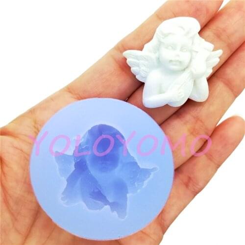 R021YL Angel Silicone Mold Fondant Cake Decoration Chocolate Candy Resin Miniaturesweets Pendant Necklace Clay 33.4mm x 29.2mm