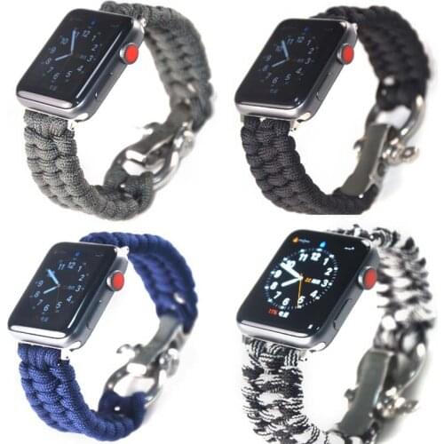 Series 5 4 3 2 1 Nylon Rope strap for Apple Watch band se 38mm 40mm Paracord Survival Bracelet for iwatch Band 42 44