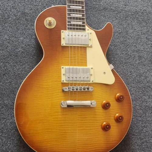 Standard Electric Guitar Brown Color Tiger Maple Top Mahogany Body Silver Hardware High Quality Free Shipping