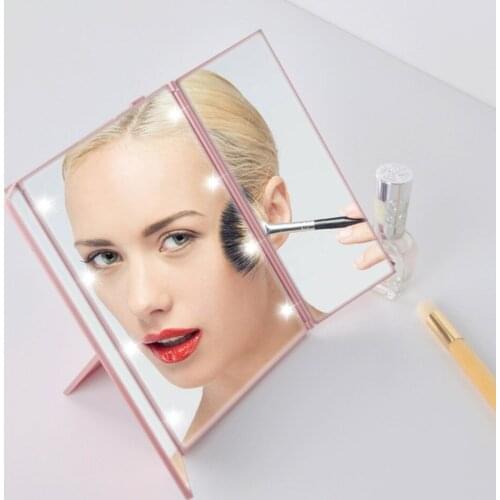 8L-EDs Tri-fold Makeup Mirror Cosmetic Folding Mirror for Bathroom Travel Drop shipping