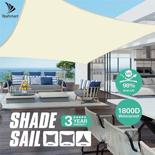 Waterproof Oxford Beige Shade Sail Square Rectangle Triangle Sun Shade Outdoor Camping Sail Awnings For Garden Terrace Canopy