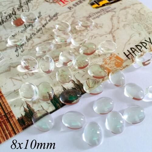 ZEROUP 100pcs/lot 8x10mm Handmade Clear Glass Cabochon Domed Oval Jewelry Accessories