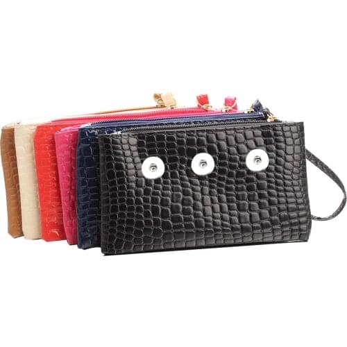 6 Colors Female 18mm Metal Snap Buttons PU Leather Purse 3 Button Wallet DIY Snaps Jewelry Womens Bags Fashion Bracelet ZN002