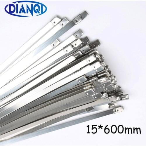100pcs 15*600mm 15x600mm 15mmx600mm Latching Self-Locking Stainless Steel Zip Cable Tie Lock Tie Wrap cable ties 201 304 316