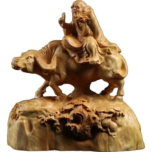 12CM Old Master Laozi statue Lao Tzu sculpture modern art wood tibet statua home decoration accessories