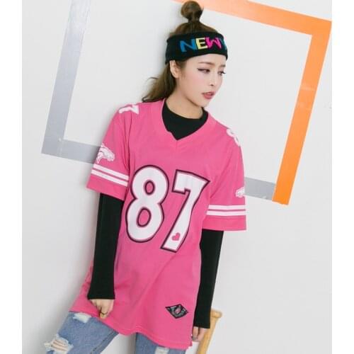 2017 Letter Print Summer Girls Teenerage Hip Hop Loose T shirt Baseball Women Short Sleeve Maillots de Baseball Femmes