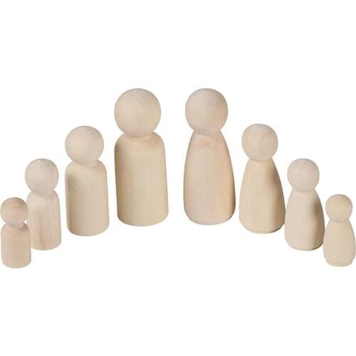 35mm 43mm 53mm 65mm Natural Boys Girls Wooden Beads Fit Children Graffiti Toys DIY Wood Puppet Beads Jewelry Accessories 20pcs