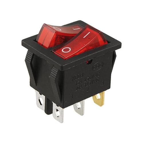 AC 15A/250V 20A/125V Double Red Light 6 Pin SPST ON/OFF 2 Way Boat Rocker Switch