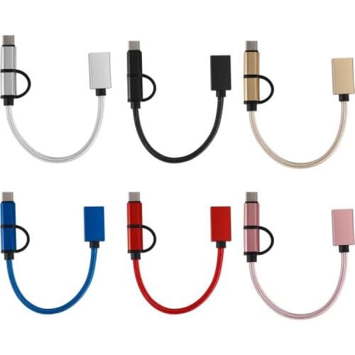 Type-c 2-in-1 OTG Micro Usb Type-c Braided 2-in-1 OTG Adapter Mobile Phone Adapters