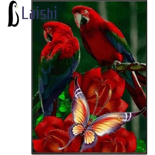 Diamond Painting Red Rose parrot Flower full Square Round Diamond Diamond embroidery Customizable Wall Art Decoration Frameless