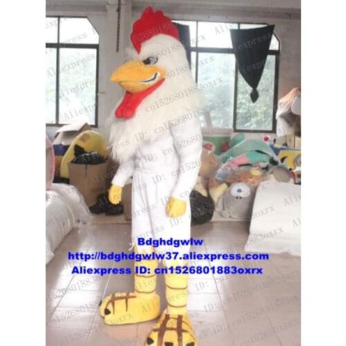 White Gamecock Game Fowl Fighting Cock Rooster Chicken Chook Mascot Costume Adult Character Graduation Party Grad Night zx1239