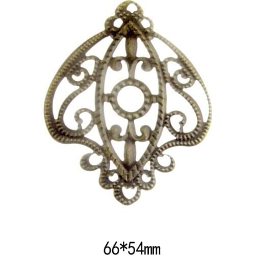 Free shipping Retail 5Pcs Bronze Tone Filigree Wraps Connectors Metal Crafts Gift Decoration DIY Findings 6.6x5.4cm F0439