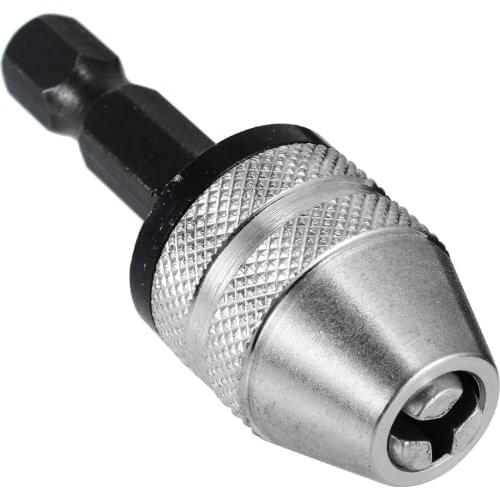 Keyless Drill Bit Chuck 1/4" Hex Shank Quick Change Adapter Converter Screwdriver Drills Tool Black