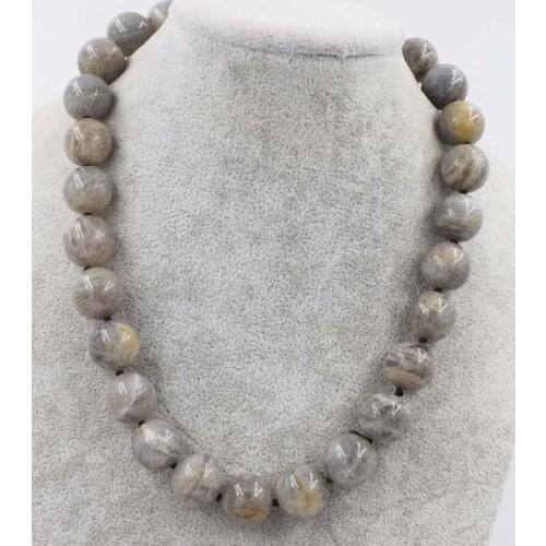 Black Labradorite round 14-15mm necklace 18" nature FPPJ wholesale beads