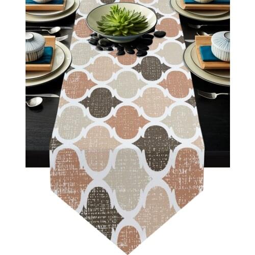 Geometric Brown Vintage Morocco Table Runner Wedding Table Decoration Christmas Decor Tablecloth Table Runners and Placemats
