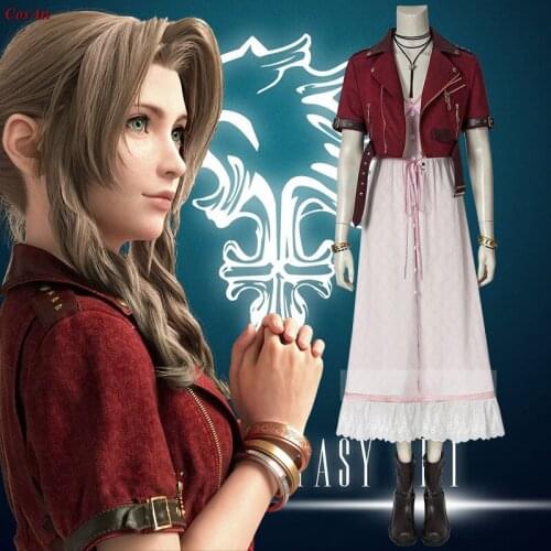 Game Final Fantasy VII Aeris Gainsborough(Aerith) Cosplay Costume Everyday Dress Activity Party Role Play Clothing Custom-Make