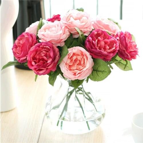 5Colors Silk Rose Artificial Flower Wedding Silk Flowers for Home Wedding Decoration Party fake flower