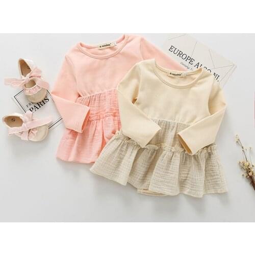 2 Pieces Set Romper and Headband New Spring Autumn Girl Rompers Cotton Muslin Romper Long Sleeves Toddler Girl Clothes Outfit