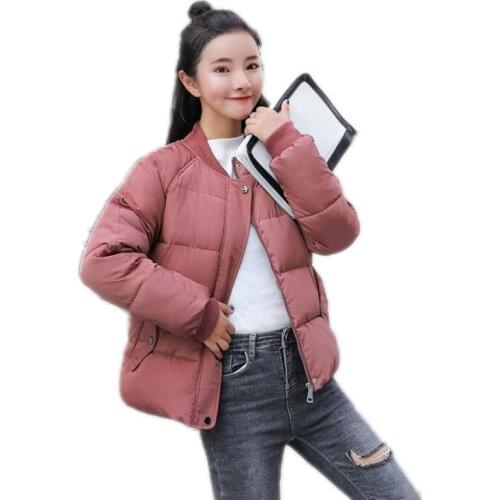Loose Winter Fashion Women Jackets 2018Down Cotton Jacket Female O-Neck Women Short Parkas Long Sleeve Outerwear Casual CoatQ641