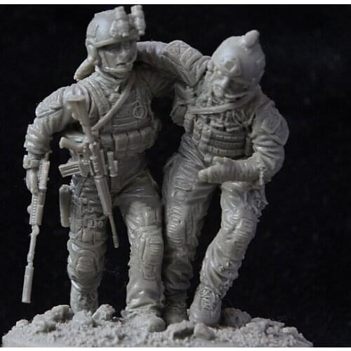 1:35 scale die-casting resin war scene model resin modern U.S.SEALs special forces 2-person group white model free shipping