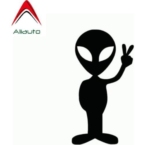 Aliauto Cartoon Car Sticker Lovely Alien Peace Sign Auto Motorcycles Decor Vinyl Decal for Skoda Volvo Mitsubishi Lada,14cm*8cm
