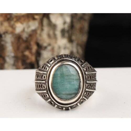 Men’s Root Emerald Silver Ring, Emerald Stone Mens Ring, 925 Sterling Silver Ring For Man, Silver Man Ring, Emerald Ring