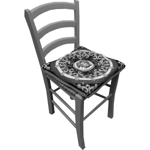 Set 6 chair cushions chaircovers padded self Marta Marzotto Medusa Baroque black silver-black-gold
