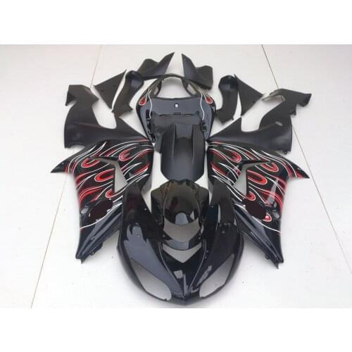 Motorcycle Fairing kit for KAWASAKI Ninja ZX10R 06 07 ZX 10R 2006 2007 ABS Double Flames black Fairings set+Gifts KF12