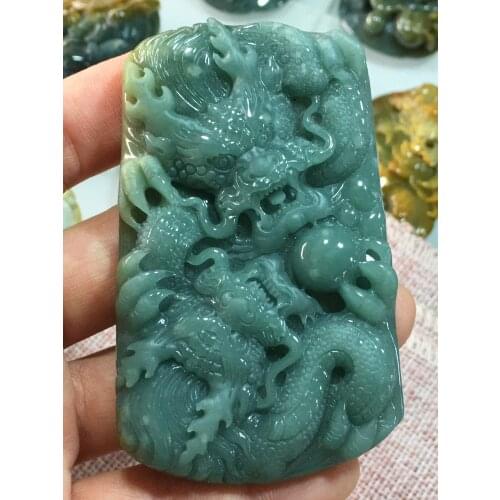 Natural Myanmar jade A HandCarved dragon jadeite emperor green jade pendant jade necklace pendants jewelry jade necklaces