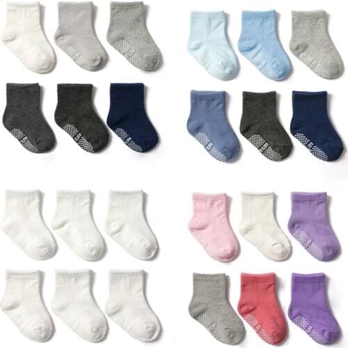 6 Pairs/lot Spring Summer Baby Socks Solid Color Infant Baby Floor Sock Breathable No-slip Infant Cotton Boat Sock 0-5 Years Old