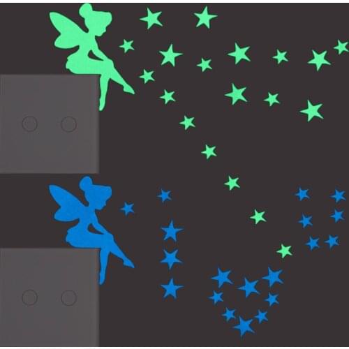 Novelty Luminous Fairy Switch Sticker Glow in the Dark Stars Home Decor Wall Stickers Child Room Personalized Cartoon Decoration