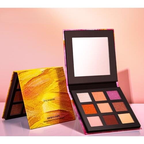 9-Color eyeshadow pallete Pearly Lustre eye makeup Dazzling Pink Matte Lasting Non-Blooming Beginner Eyeshadow Compact