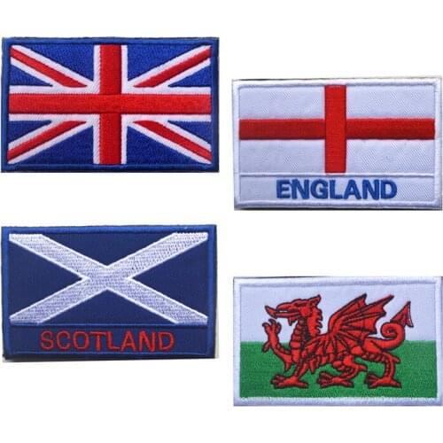 Country Region Flag Patches UK England Scoland Wales 3D Embroidered Tactical Military patch badges for clothes with Hook&Loop