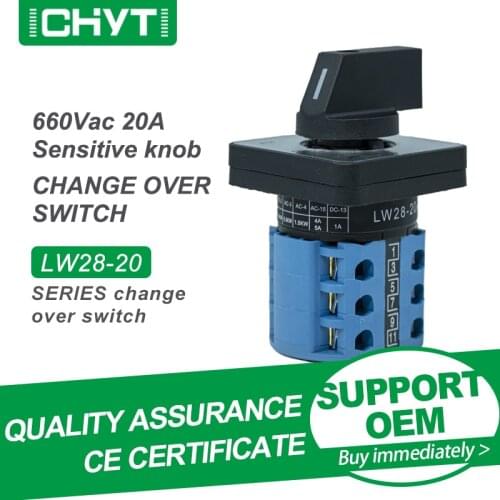Manufacturer AC Transfer Switch LW28-20 660V 20A 2 Poles 1/2/3 Position Rotary Cam On-Off-On Elecrical Change Over Switch