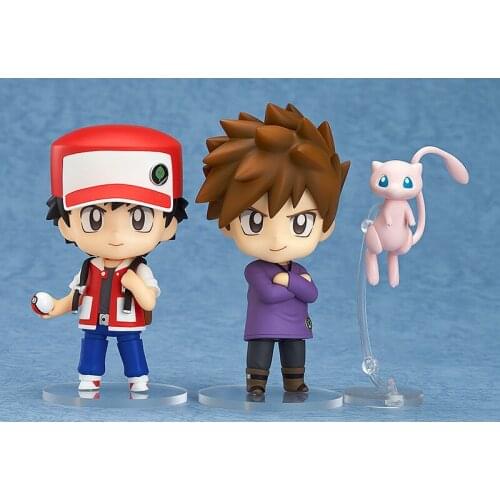 Pokemon PVC 10cm Q version clay 612# Blue Oak Ash Ketchum Mew 3pcs / 1 set Action Figure Model Toys Gift for Children