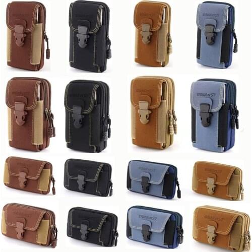 Waist Pack for Man Universal Canvas Waterproof Wallet Belt Pouch Coin Purse Fanny Hook Pack Loop Skin Belt Mobile Cell Phone Bag