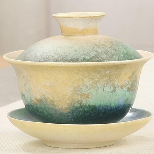 Retro Stoneware Gaiwan Kiln Changed Big Tea Bowl Single Cup Ceramic Large Tea Master Cup