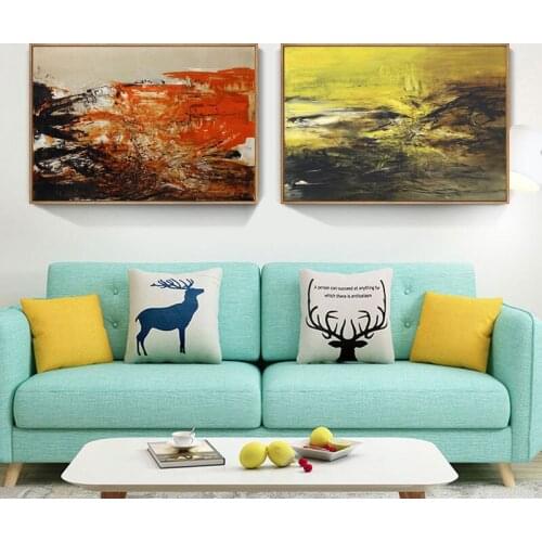 Modern Abstract Oil Painting Light Blue Canvas Painting Print Poster Wall Painting Art for Bedroom Living Room Home Decoration