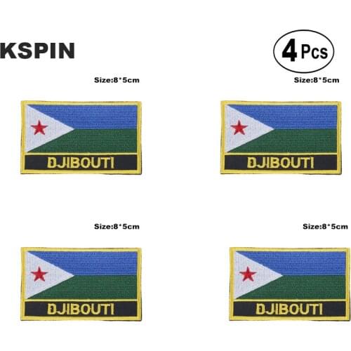 Djibouti Rectangular Shape Flag Iron on Saw on Patches Embroidered Flag Patches National Flag Patches for Clothing