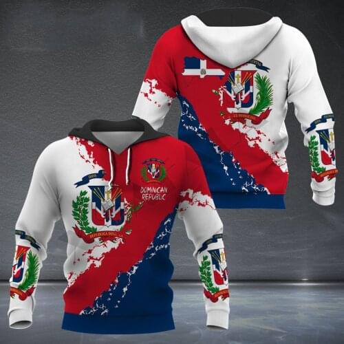 Dominican National Emblem Skull Country Map Flag 3D All Printed Hoodie Man Women Harajuku Zipper Pullover Sweatshirt Jacket